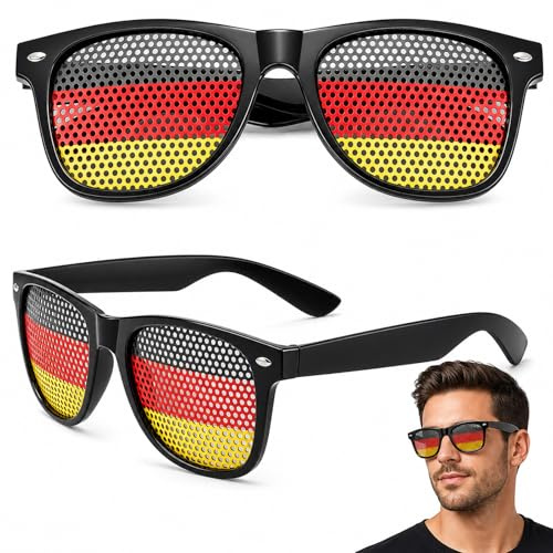 RgitFzi 3 Stück Deutschland Fanartikel Rasterbrille Set, Brille für DFB Spiele Und Fussball 2026, Schwarz Rot Gold Partybrille für Herren Damen, Langlebiges Zubehör für Stadion Karneval