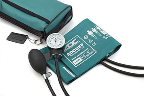 ADC Aneroides Blutdruckmessgerät Prosphyg 768 Professional Pocket mit Adcuff-Blutdruckmanschette aus Nylon und passender Transporttasche, Erwachsene, blaugrün