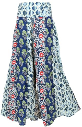 Patchwork Palazzohose, Hippie chic Schlaghose, Boho Hosenrock, braun/rot | Luftige, weite Hose, 100% Baumwolle, elastischer Bund, Unikat-Design, ideal für den Sommer.