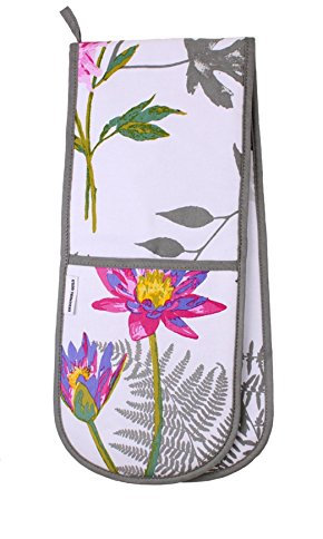 Ulster Weavers Mokuren Graphite Flower Cotton Double Oven Glove Mitt - 7MGR03