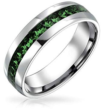 Bling Jewelry Klassischer Grüner Geburtsstein-Monatskristall-Ewigkeitsbandring Aus Edelstahl