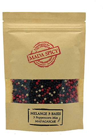 Mélange 3 baies de Madagascar 125gr. Agriculture Durable sachet refermable.