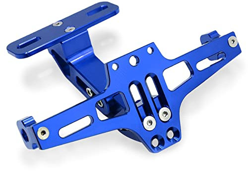 MZ-STORE Universal CNC Aluminium Motorrad Hintere Kennzeichenhalter Nummernschildhalter mit Rücklicht für Z650 Z750 Z800 Z1000 Z900 Z300 Z250 (Blau)