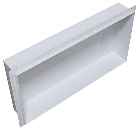 BERNSTEIN® Wandnische aus Edelstahl BS603010 randlos – 60 x 30 x 10 cm – Duschablage für Bad-Utensilien – Flexibler Einbau - befliesbare Duschnische in der Farbe Weiß…