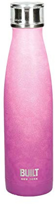 Built Perfect Seal Leakproof Insulated Water Bottle/Thermal Flask, Stainless Steel, 480 ml, Pink/Purple Ombre
