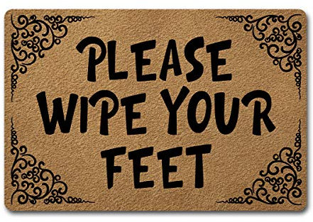 Welcome Door Mats for Home Decor 23.6 x 15.7 Funny Mats with Anti-Slip Rubber Back Kitchen Rugs Personalized Doormat for Entrance Way (Please Wipe Your Feet)