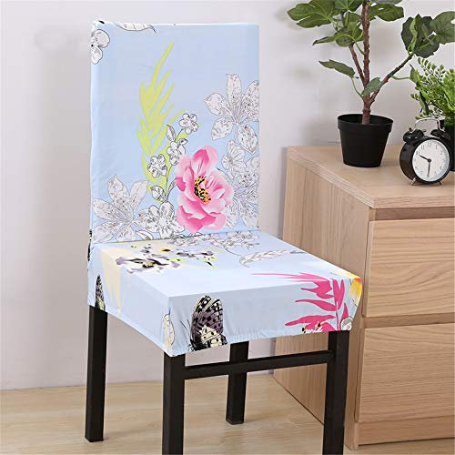 Morbuy Stuhlhussen Set Stretch Beschützer Stuhlbezug Stuhlüberzug, Elegant Vintage Universal Elastische Spannbezug Hochzeit Weihnachten Bankett Hotel Dekor (1 Stück,Schmetterling blau)
