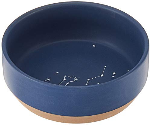 Fringe Studio Stoneware Pet Bowl, Medium, Celestial (479007),Dark Blue