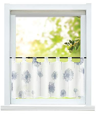 ESLIR Scheibengardine Modern Bistrogardine mit Schlaufen Küche Gardinen Transparent Vorhänge mit Löwenzahn Muster Kurzgardine Voile 1 Stück HxB 45x120cm 1 Stück