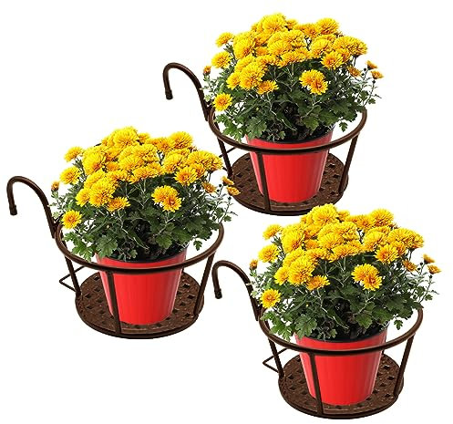 NILICAN - Cesto per fioriera da appendere,Set 3 pezzi in ferro battuto, per balcone, prodotti in ferro battuto, per piante coltivate in casa (Champagne)