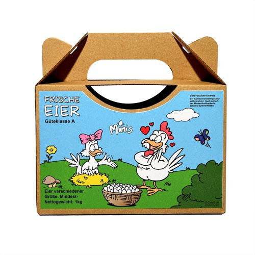 Eier-Etiketten, Cartoon Etiketten für 1 kg Eier - Tragebox Motiv Minis