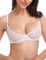 WingsLove Sexy Bra Sheer Wired See Through Soft 1/2 Half Demi Cup Unlined Bralette Lace Mesh (White 38DD)