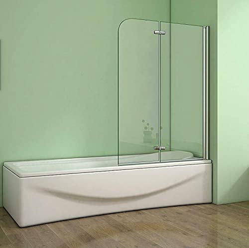 Aica Sanitär Badewannenaufsatz Duschabtrennung 110cm Duschwand 6mm Nano Dusche 2-tlg für Badewanne Höhe 140cm