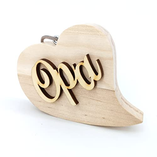 Herz Name Wunschtext Schriftzug Holz Rohling Basteln Verzieren DIY Geburtstag Vatertag Muttertag Weihnachten (Natur (Rohling), Opa)