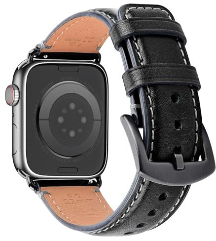 Wristitani Compatible Bracelet Apple Watch 49/45/44/42/41/40/38mm,Bracelet de remplacement en cuir de haute qualité Compatible avec Apple Watch Ultra/8/7/6/SE/5/4/3/2/1 pour Hommes et Femmes
