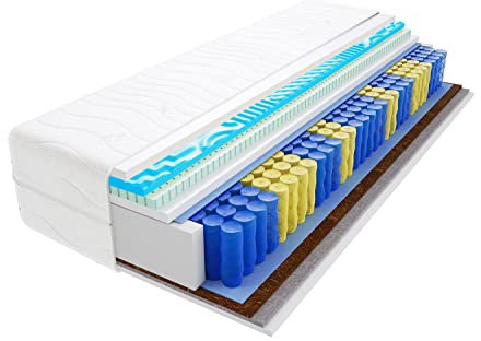 Godre Matratze 90x200 cm Doppelmatratze, H3 & H5 Federkernmatratze, Taschenfederkernmatratze 22 cm Hoch Latex Kokosfaser Rosshaar Profilierter Visco Memory Hypoallergene, HR-Schaum Dario Visco Molet