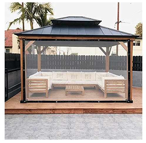 YIQIFLY Plane Transparent mit Ösen, Outdoor PVC Trennvorhänge Planenvorhänge für Pavillons Pergola Balkone Gärten Klar Seitenteile Wetterfeste Plane (Color : Clear, Size : 2x2m/6.56x6.56ft)