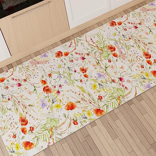 PETTI Artigiani Italiani - Tappeto Cucina, Tappeto Cucina Antiscivolo Lavabile, Passatoia Cucina, Tappeto Runner Cucina, 52x80 cm, Disegno Floreale 10, 100% Made in Italy