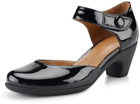 Easy Spirit Womens Clarice Pump Black Patent Leather 7 Wide