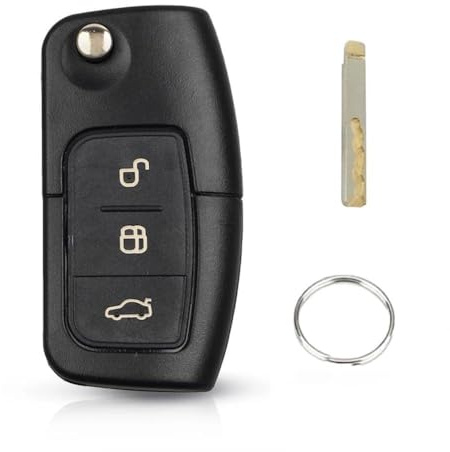 LINGXIYA Autoschlüssel-Gehäuse, Ersatz für Ford Focus, Mondeo, Fiesta, C-Max, S-Max, Kuga, Mondeo, MK4, Galaxy, Klapp-Fernbedienung, Schlüsselabdeckung (3 Tasten, Schwarz)