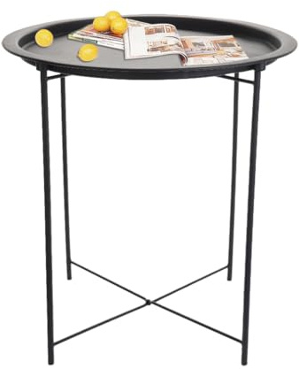 Hershii Dreibein Campingtisch mit Aluminiumbeine und Tischplatte aus Kunststoff Kleiner Picknicktisch Tragbarer runder Tisch für Grillen, Wandern, Picknick, Verstellbar 35~54cm (Black Color)