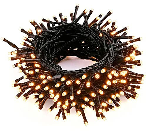 Acan - Tira de 360 luces LEDs a pilas - 28.8 Metros - Luz Cálida - Interior y Exterior - Fija o Intermitente