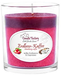 Candle Factory Party Light Duftkerzen aus pflanzlichem Stearin im Whiskey Glas, ca. 30h Brennzeit, Duft: Erdbeer-Kaffee