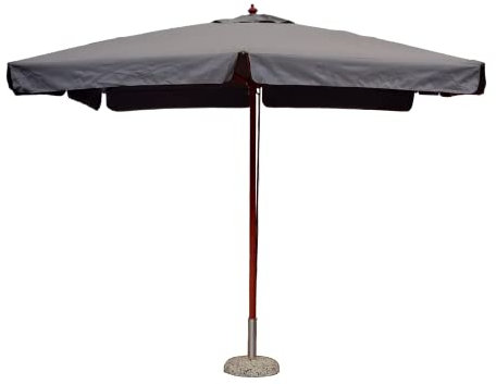 Gruppo Maruccia - Parasol de jardin en bois - Structure avec poteau central et lattes majorées - Toit hydrofuge Pare Pluie - Dimensions 3 x 3 mètres, gris
