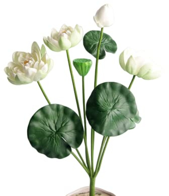 XIZHI 64cm Künstliche Lotusblüten, Schaumstoff, Seide, realistische Kunstblumen, Blumensträuße, Lotusblume, künstliche Blumen für Zuhause, Hochzeit, Party, Dekoration, Blumenarrangement (weiß)