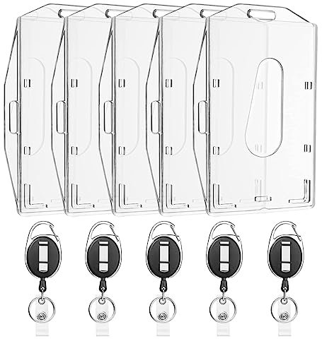 WeddHuis 5 Stück Schlüsselband Ausziehbar, Einziehbarer Schlüsselanhänger mit Ausweishülle Ausweishalter, Karabiner, Ausweis jojo Badge Reel, Retractable Schlüsselrolle, Kartenhalter Ausweis Clip
