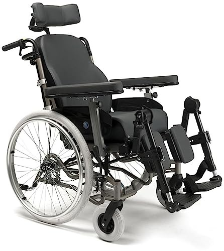 FabaCare Multifunktionsrollstuhl INOVYS II mit Trommelbremse, Pflegerollstuhl, Transportrollstuhl, Rollstuhl, höhenverstellbar, neigbar, tiefenverstellbar, Liegefunktion, Sitzbreite 45 cm