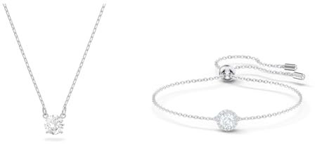Swarovski Angelic Armband, Rundschliff, Weiß, Rhodiniert & Attract Halskette, Rundschliff, Weiß, Rhodiniert
