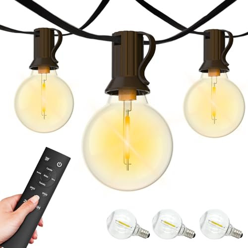 BESCOST Luci da Esterno Giardino 20M con 35+3 Lampadine Catena Luminosa Esterno con Telecomando 5 Modalità Catena di Luci con Timer IP44 Impermeabile per Esterno Gazebo Balcone Terrazza Patio