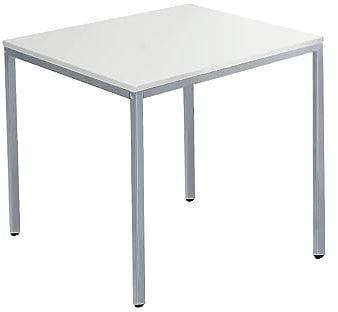 SCHÄFER SHOP Pure Stahlrohrtisch, Rechteck, Quadratrohrfuß, B 800 x T 700 x H 720 mm, lichtgrau/weißaluminium