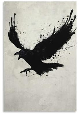 Ydqkxm Raven Crow Poster auf Leinwand, Wandkunstdrucke für Wanddekoration, Raumdekoration, Schlafzimmer, Dekoration, Geschenke, Poster, 40 x 60 cm, ungerahmt