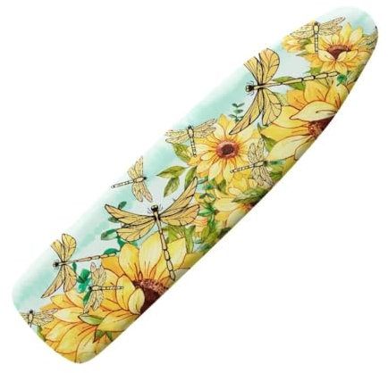 Jeiento Yellow Sunflower Ironing Board Cover Dragonfly Ironing Board Covers with Elastic Edge Protective Scorch Mesh Cloth,Easy to Install,15x54 Inches