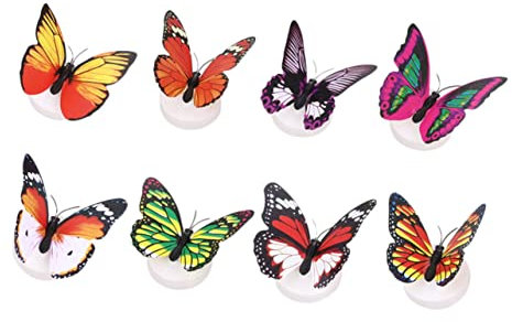UKCOCO 8 Stücke Schmetterlinge Lichter Für 3d Aufkleber Klebstoff Für Home Dekorationen Zufällige Farbe