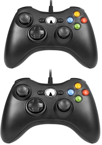 Manette sans Fil pour PS4, Joystick pour PS4 Contrôleur Manette Wired Controller for 360, Wired Controller Compatible with 360 360 Slim and PC Windows, 2 Pack