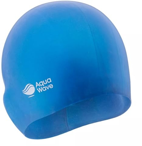 AquaWave Racecap 3D Cap 92800409975 Schwimmkappe Jugend, Unisex, Blau, Einheitsgröße
