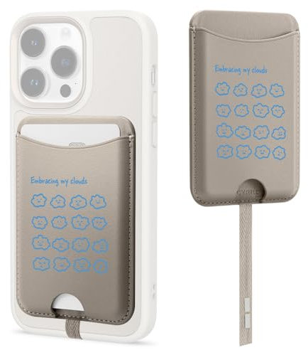 CYRILL von Spigen KajukMagWallet [Print to Made] Magnetisch Kartenhalter Kompatibel mit iPhone 15 Serie, 14 Serie, 13 Serie, 12 Serie - Cloudy