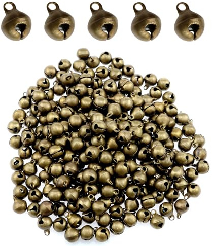 Yocimango Mini-Glocke – 10 mm Vintage Bronze für DIY Armband hängende Weihnachtsbaumschmuck – 150 Stück