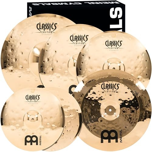 Meinl Cymbals Beckenset Classics Custom Extreme Metal — mit 14 Zoll Hihat, 2 Crash-Becken, China und Ride Schlagzeug Becken — B12 Bronze, Brilliantes Finish (CCEM-CS1)