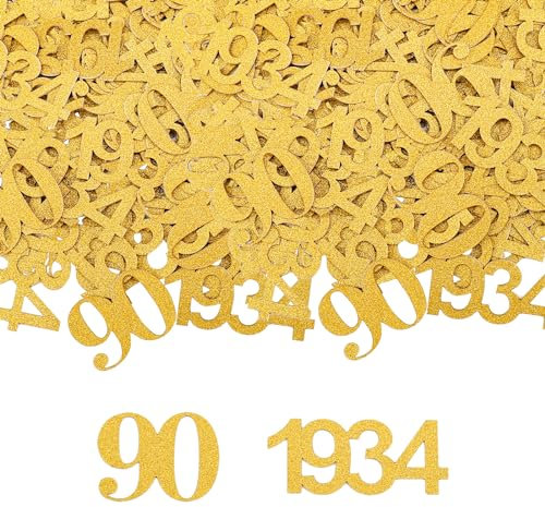 GoldRock Konfetti 90 Geburtstag Deko Groß 3,5-5cm,100 Stk Tischdeko Gold Deko 90. Geburtstag Frau,Streudeko 90. Geburtstag Deko,90 Geburtstag Mann Deko 1934,Streudeko zum 90 Jubiläum,90er Dekoration