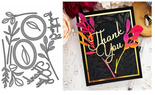 Sredwtk Zweig Birthday Thank you Stanzschablonen Geburtstag Weihnachten Metall Prägeschablonen Stanzformen Schneiden für DIY Karte Sammelalbum Scrapbooking Fotoalbum Deko Cutting Dies
