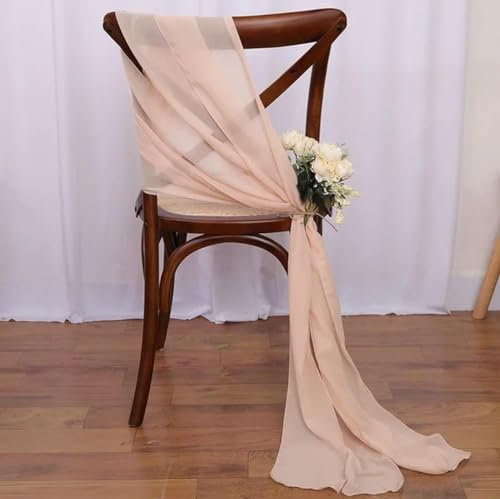 HACSYP Chiffon-Stuhlschärpen – 10 Stück, 16 x 275 cm lang, Stuhlschärpen for Hochzeiten, Dekoration, for Bankette, Hochzeitsfeiern, Empfänge(Apricot)