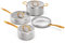 Homaz life Set di pentole e padelle in acciaio inox, a tre strati, martellate, con coperchi in vetro, compatibili con induzione, non rivestite, atossiche, 7 pezzi