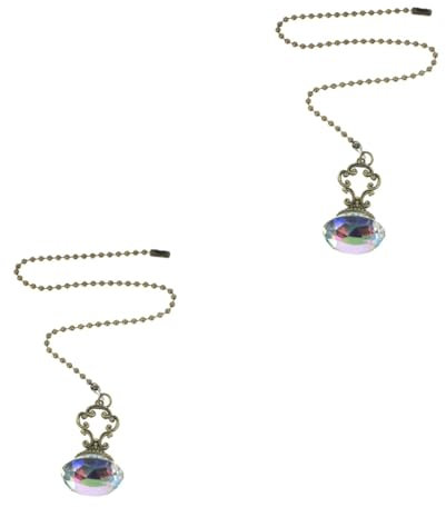 HOMSFOU 2stücke Deckenventilator Zugkette Mit Kristallpendel Verlängerungskette Für Deckenlampen Dekorative Zugschnur Für Lüfter Und Pendelleuchten Ab-farben Kristallanhänger