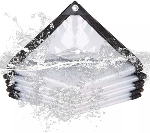 SRHIMEOS Bâche Étanche Transparente 4x5m, Bâche Imperméable en PVC, Bache De Protection Exterieur avec Œillets, Bâche en Plastique Protection des Plantes De La Pluie, pour Terrasse