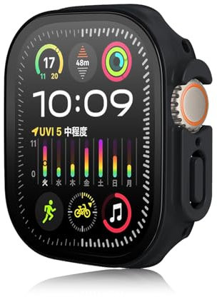 Haofun Cover per Apple Watch Ultra 2/1 49mm Vetro Temperato Pellicola Protettiva, Protezione Dello Schermo PC Rigido, Anti-Graffio Custodia Protettiva Ultrasottile - Nero