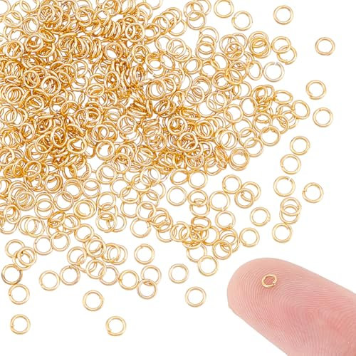UNICRAFTALE 500 Stück 18 Karat Vergoldete Offene Biegeringe Edelstahl runde Ringe 2.5mm Goldener Jump Ringe Spaltringe Metallverbinderringe Für DIY Ohrring Armband Anhänger Schmuckzubehör